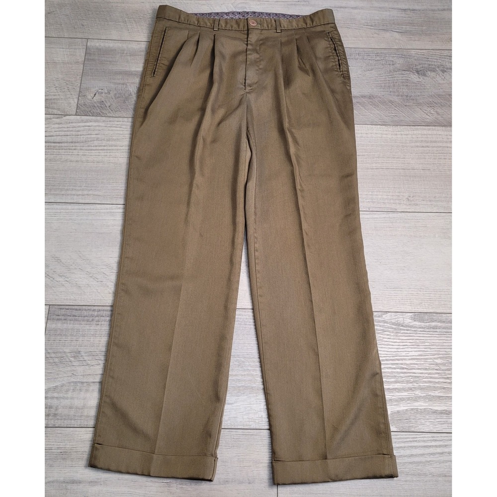 VTG Sears Roebuck Men's 36x32 Brown Pleated Cuffed Dress Pants Grandpacore USA